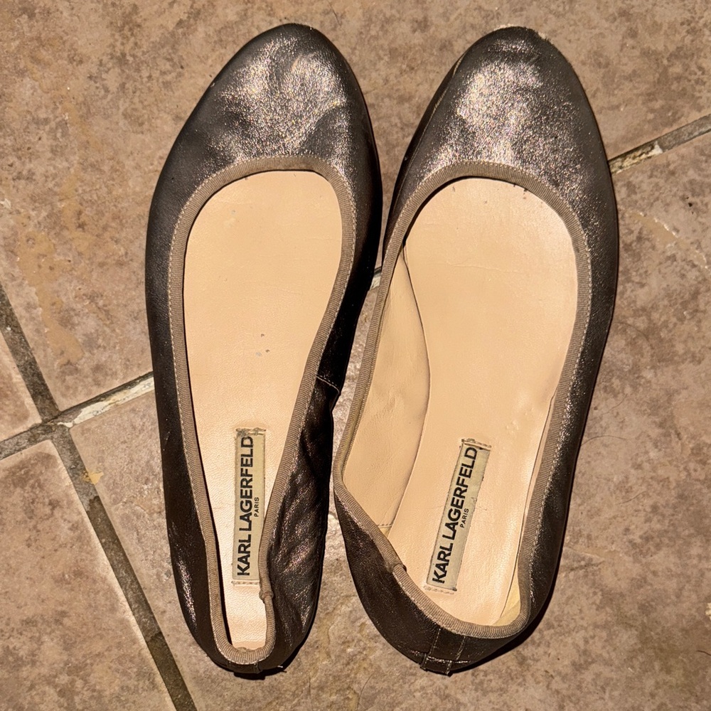 Karl Lagerfeld Women's Champagne Rose Gold Ballet Flats Size 9.5